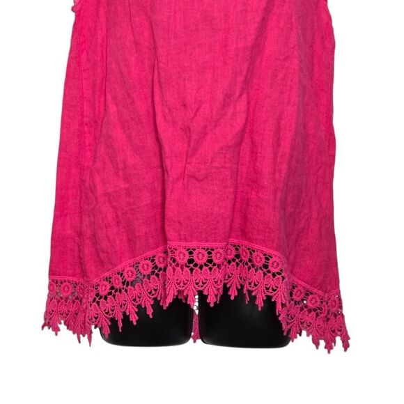 Terzo Millennio Blouse Top Italy Womens Size Small 100% Linen Pink Lace Trim - Picture 2 of 5